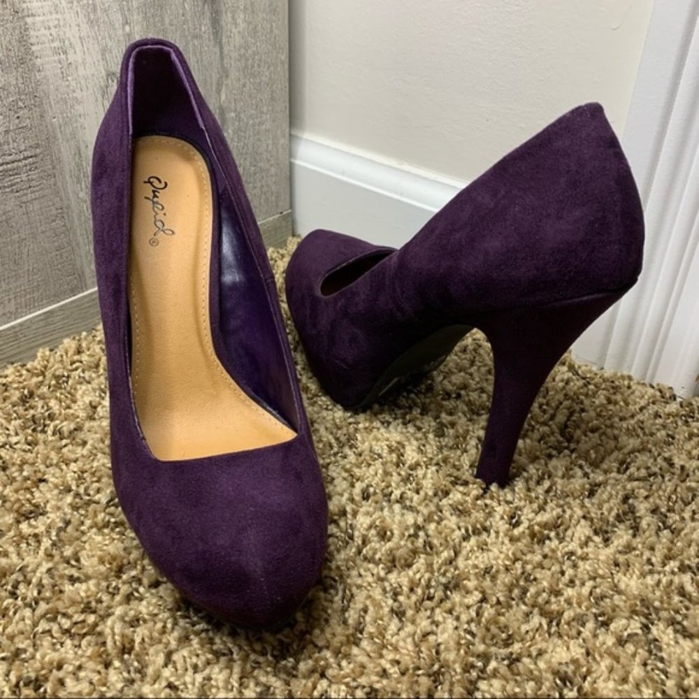 NWOT Qupid Deep Purple Velvet Sexy 5" Pump High Heels